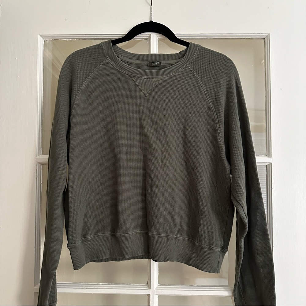 Brandy Melville John Galt Green Waffle Crewneck